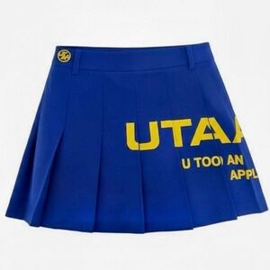 UTAA luxury women's high end golf skirt size medium royal blue and yellow